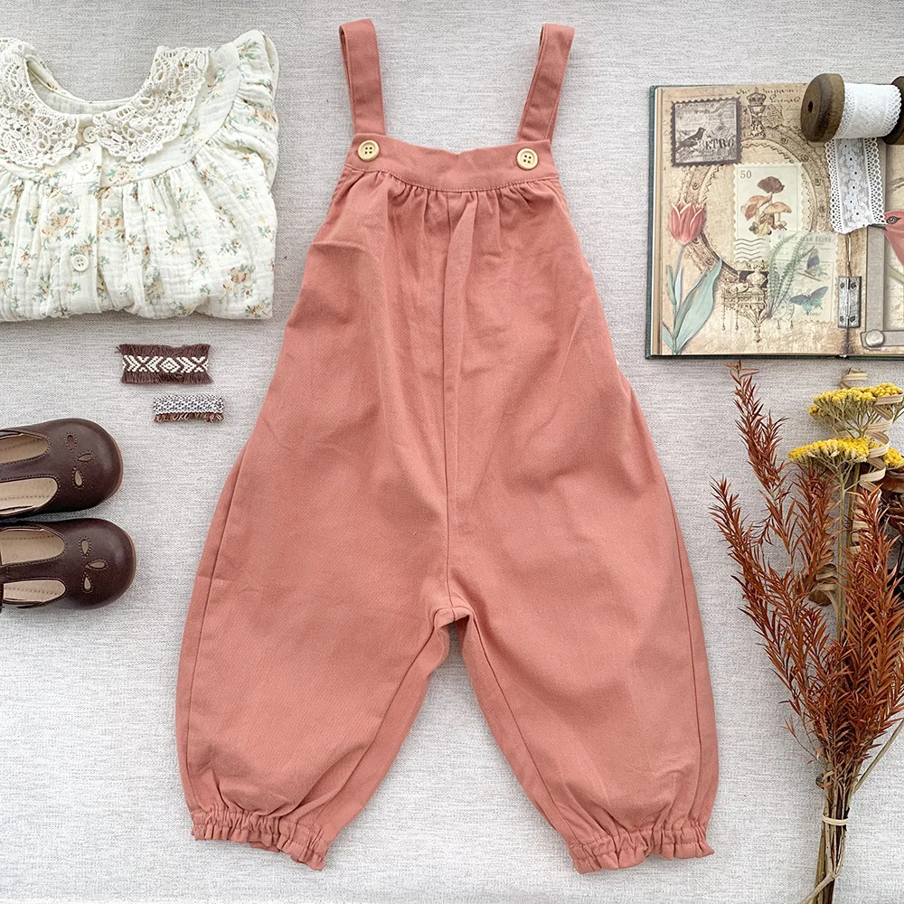 

Autumn and Winter Ins Girls Overalls Girls Baby Retro Brushed Twill Suspenders Trousers