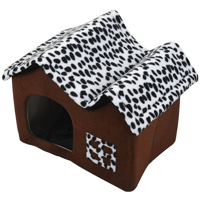 

Luxury High-End Double Pet House Brown Dog Room 50X40x35cm