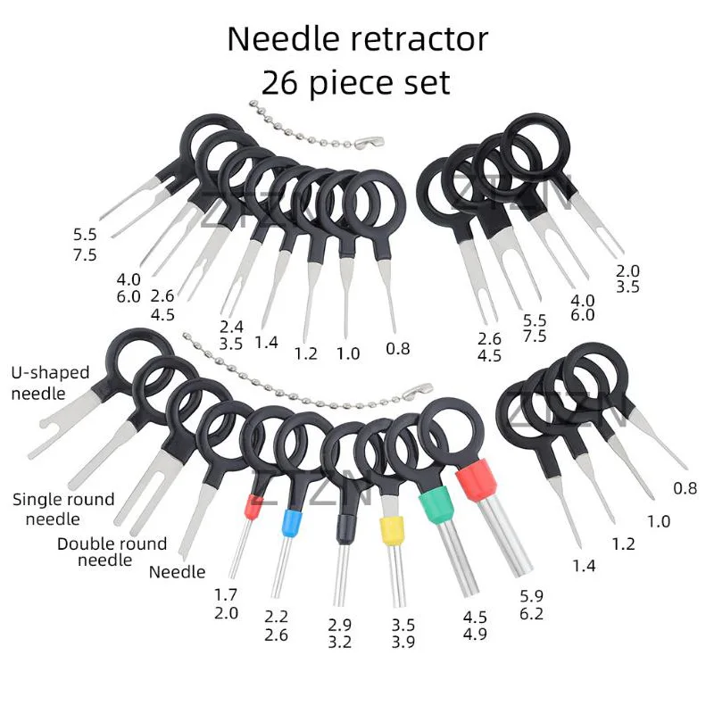 

26Pcs/Set Car Terminal Removal Electrical Wiring Crimp Connector Pin Extractor Kit Automobiles Terminal Repair Hand Tools