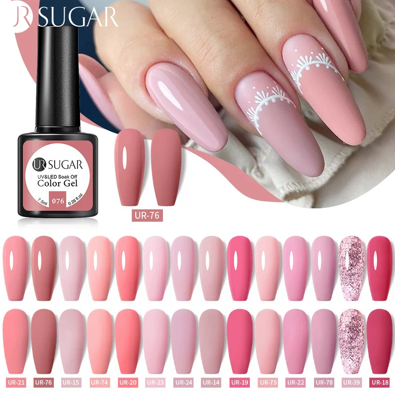 

UR SUGAR 7.5ml Pink Nude Gel Nail Polish All For Manicure Trends Spring Summer Color UV LED Semi Permanent Soak Off Gel Varnish