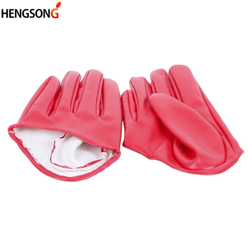 

Women Fashion Half Palm Full Finger PU Leather Gloves Female Ds Hip Hop Candy Color Performance Gloves