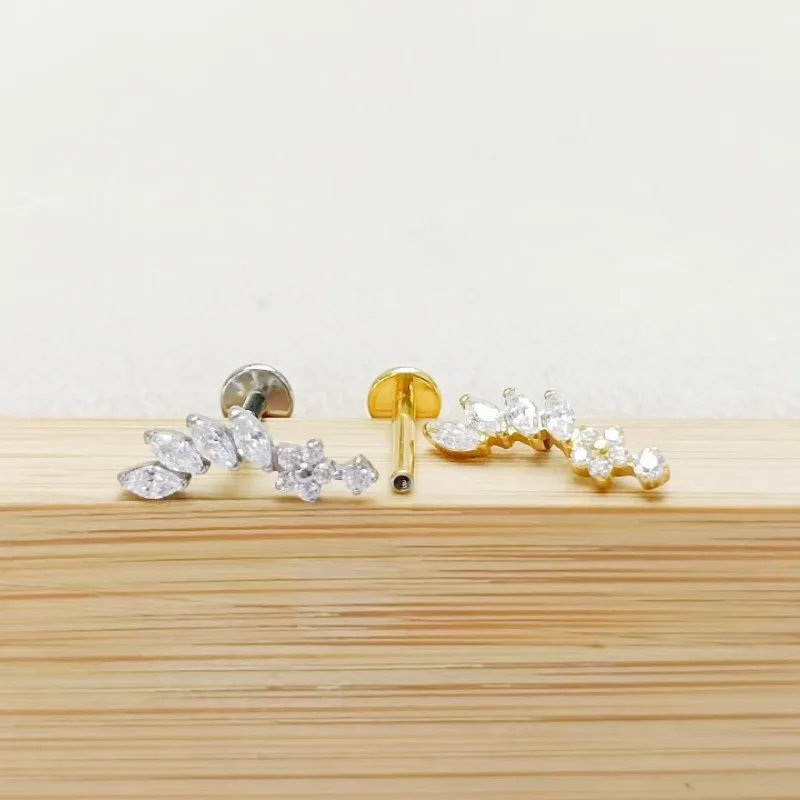 Лот 10 шт. украшения для тела 16 г G23 Титан Astm F136 Блеск CZ Губная губа Брусок Ушная