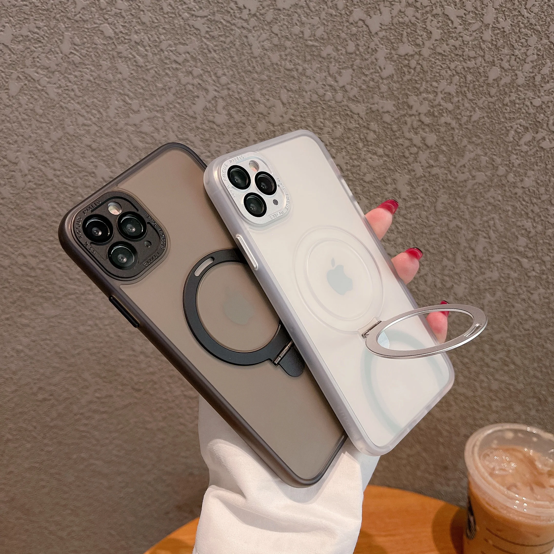 

Transparent invisible Bracket Magnetic Phone Case For iPhone 11 12 13 14 Pro Max 14Plu Skin Sensation Wireless Charge Hard Cover