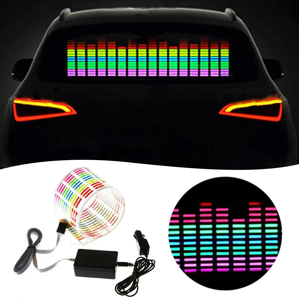 

New 45cm RGB Car Music Rhythm LED Flash Light Sound Activated With Box Sticker Equalizer Control 2023 N8A6