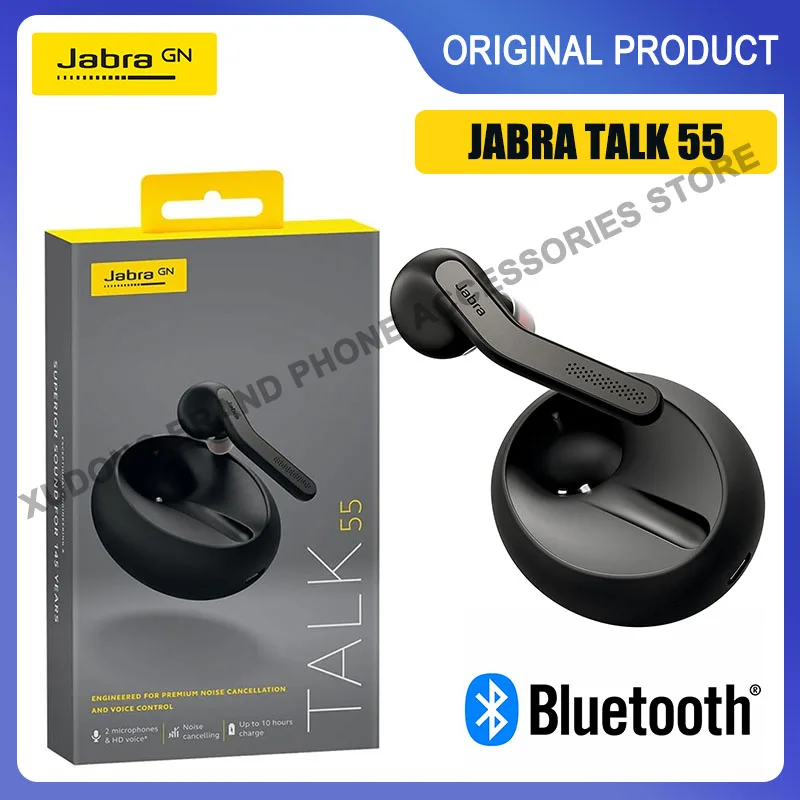

Original Jabra Talk 55 Bluetooth Mono Headset for HD Calls Wireless Earphones Noise Cancellation Earbuds with Dual Mic for Car