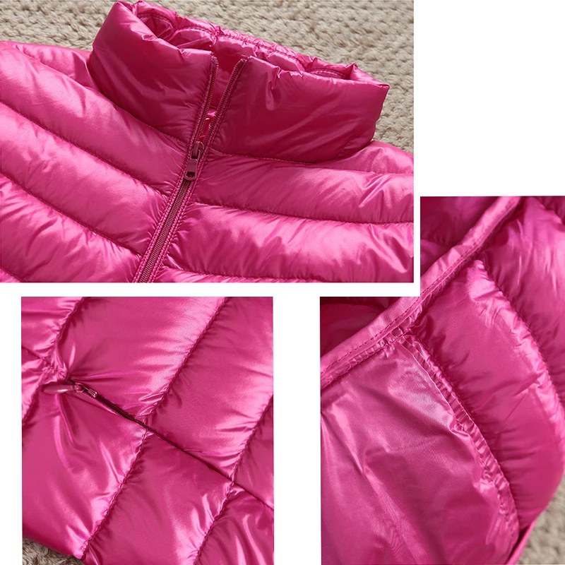 Light Duck Down Puffer Coat Women 2022 Autumn Coats Warm Duck Down Female Casual Jacket Stand Collar Pocket Lady Slim Jacket 3XL