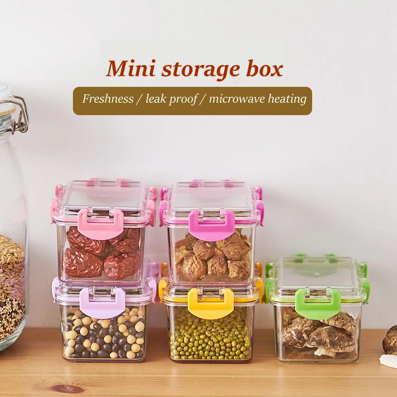 

Sealed Transparent Mini Storage Box Salad Snack Fruit Preservation Box Desktop Storage Sorting Sundries Storage Box