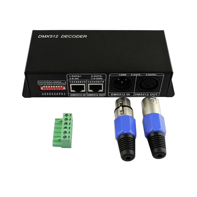 DMX Decoder LED RGB 3 Channel DMX512 Engineering Controller DC12V 24V with XLR Plug for Constant Voltage Color Light Strip |