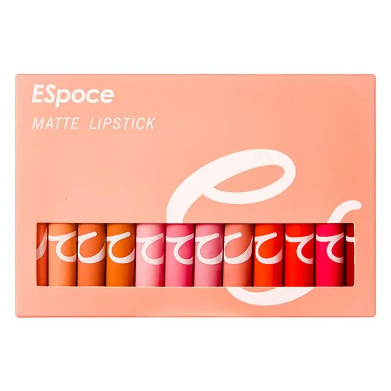 

12 Color Matte Lipstick Set Nourishing Lip Gloss Set Long-Lasting Sexy Lip Makeup Non-Stick Cup Easy To Color Smooth Lip Gloss