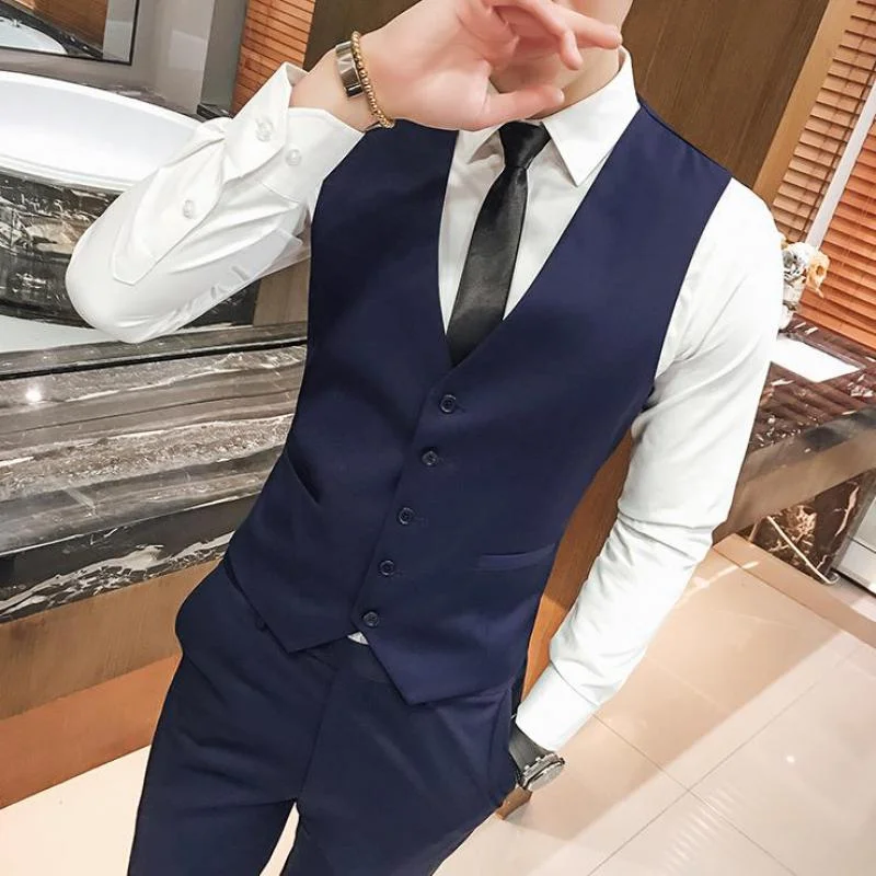 

M-5XL Plus Size Men's Slim Fit Mens Suit Vest Casual Suit Vest Man Formal Businss Vests Male Waistcoat Gilet Homme