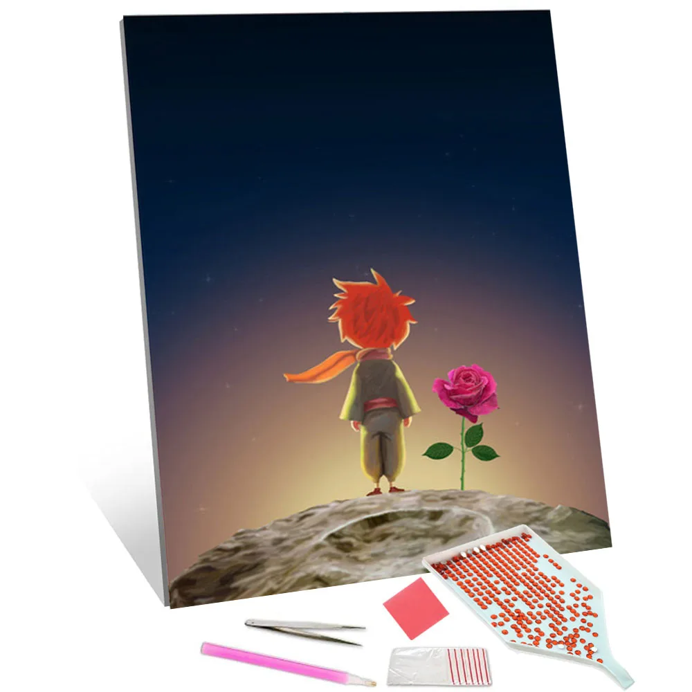 

Diy 5D Diamond Painting Little Prince Plant Rose Flower Wall Poster Full Square Diamond Inlaid Diamond Embroidery Cross Stitch