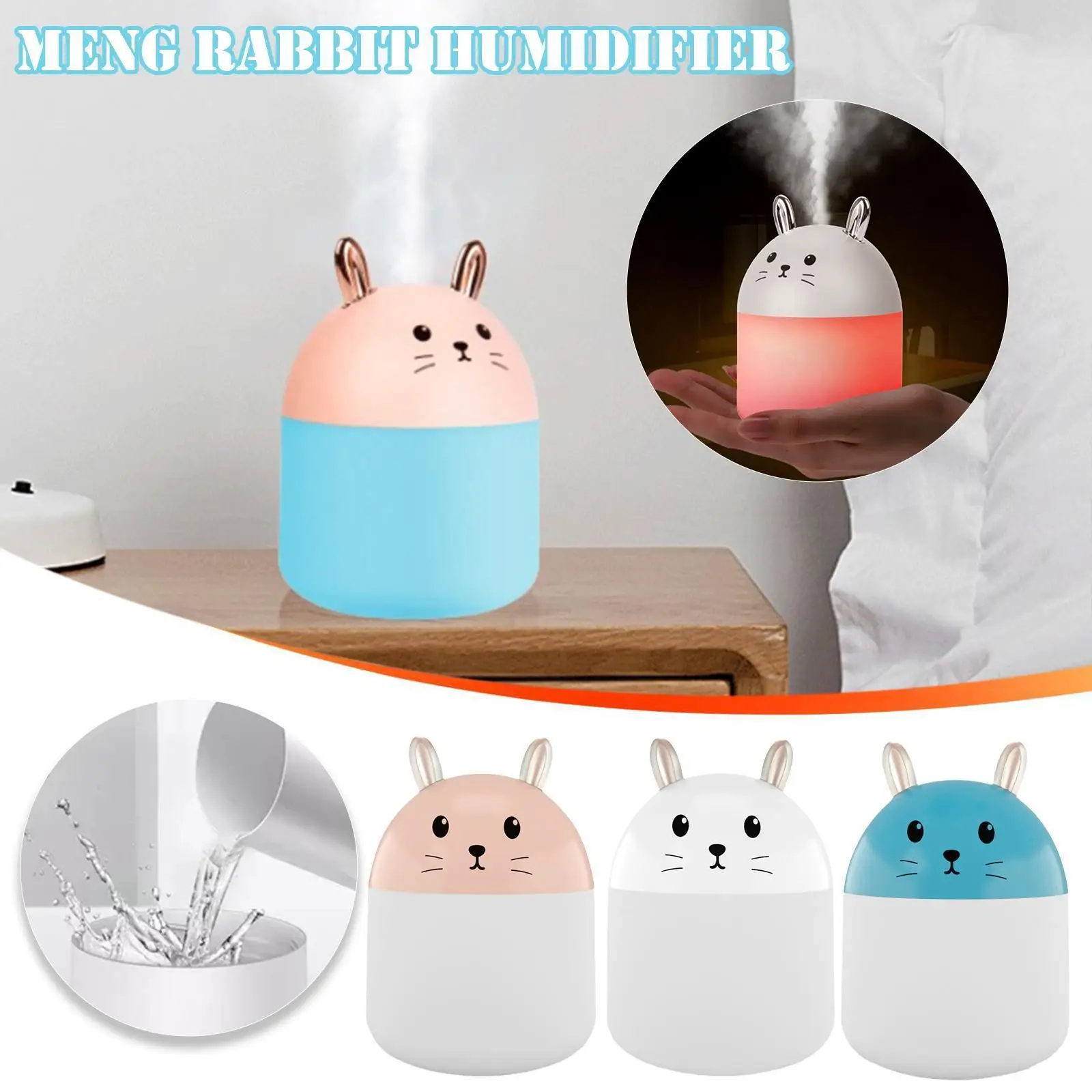 

Cute Rabbit Mini Air Humidifier 250ml Aroma Essential Oil Diffuser For Home Usb Fogger Mist Maker With Led Night Lamp H9u4