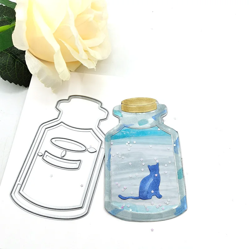 

3D Bottle Decorative Card Background Metal Cutting Die DIY Scrapbook Decorative Embossed Hand Cutting Template