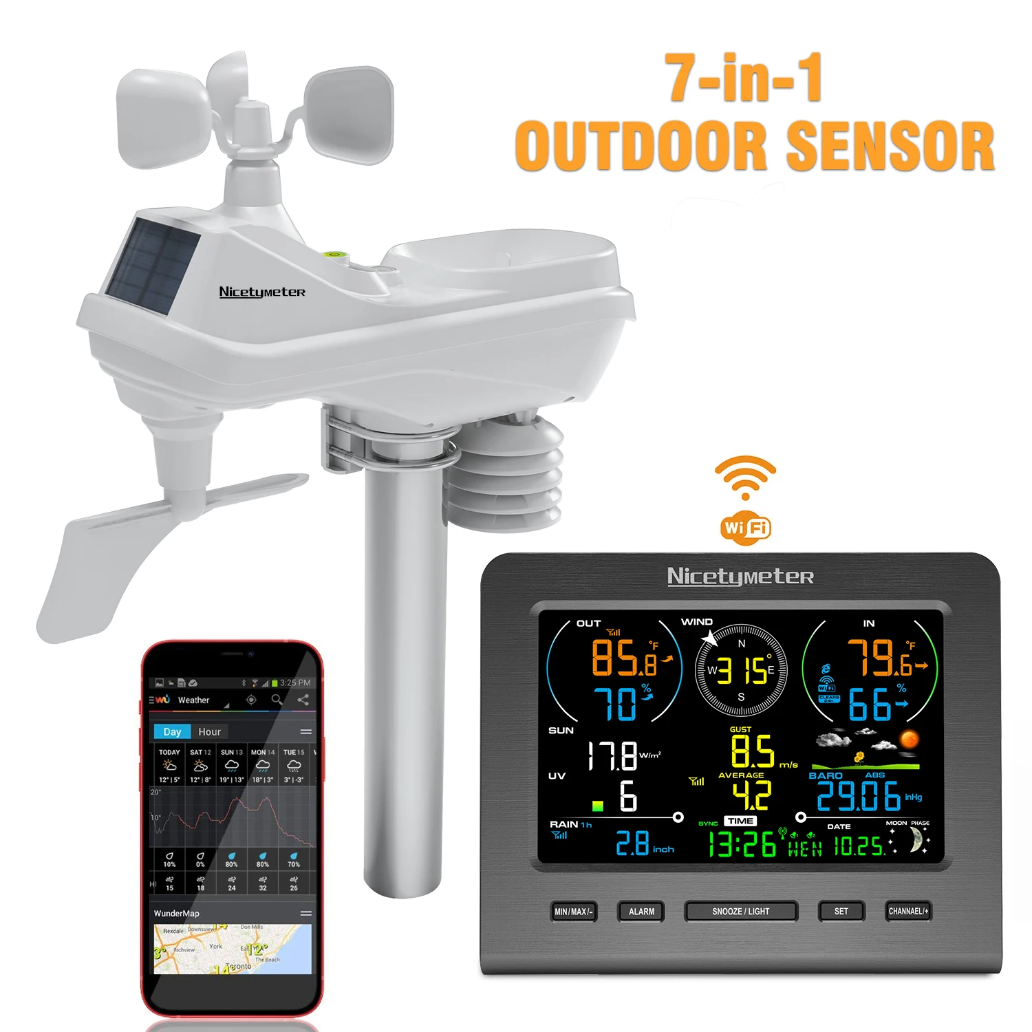 Indoor Outdoor Remote Monitoring Temperature Humidity Wind S