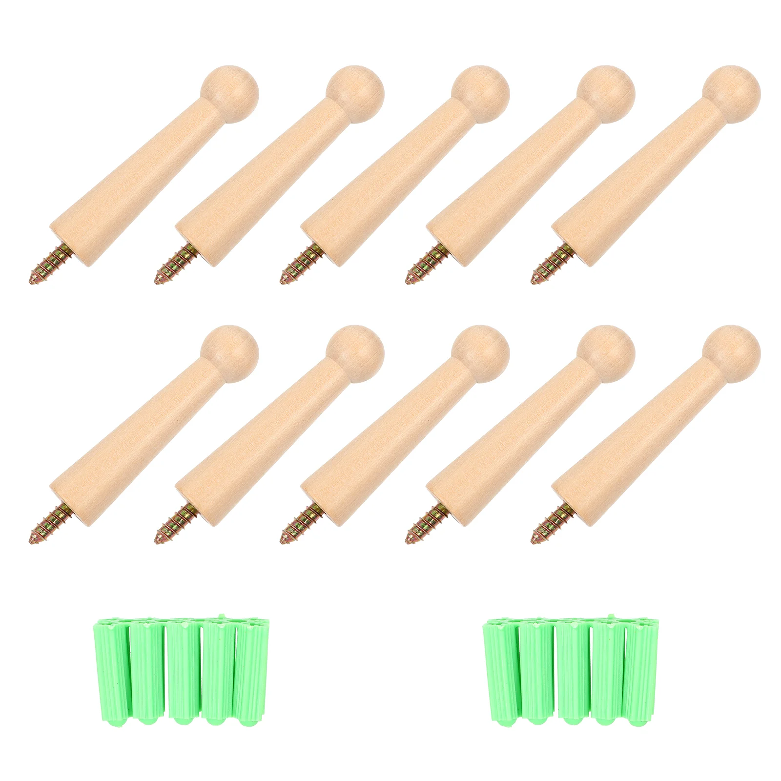 

10Pcs Solid Wood Hook Coat Hook For Bathroom Living Room Bedroom Wardrobe Closet