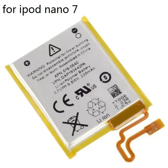 

NEW2023 Replacement Battery For ipod Nano7 7G 7th Generation MP3 Li-Polymer Rechargeable Nano 7 616-0639 Batteries