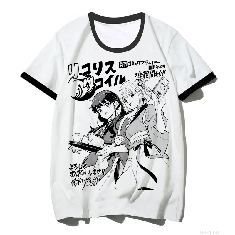 

Футболка Lycoris Recoil Мужская, футболка в японском стиле, одежда 2000s y2k