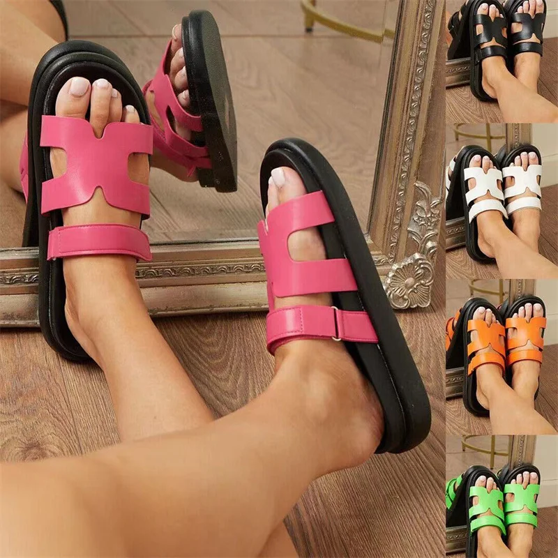 

New 2023 Luxurious Suede Flat Bottom Women's Leisure Holiday Slippers Roman Sandals Summer Open Toe Walking Shoes