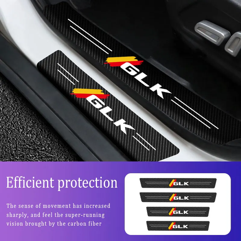 

4x Sill Protector Stickers Scuff Plate Carbon Fiber For Mercedes Benz GLK Logo Anti Scratch Stickers Car Door Thresh