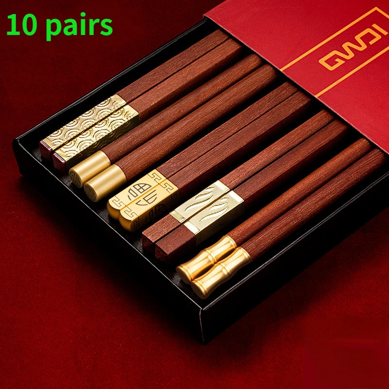 

10 Pairs Chinese Chopsticks Food Grade Food Stick Non-slip Reusable Chopsticks for Sushi Tableware