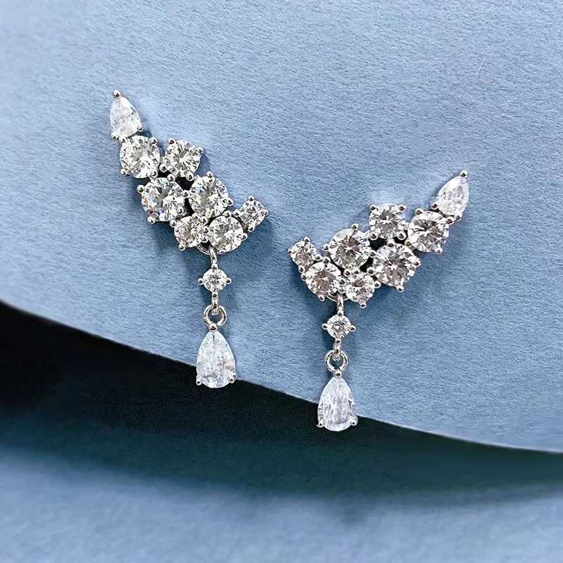 

Water Drop Diamond 925 Silver Light Luxury Fashion Crowd Design Earrings Party Dinner Diamond Earrings Female