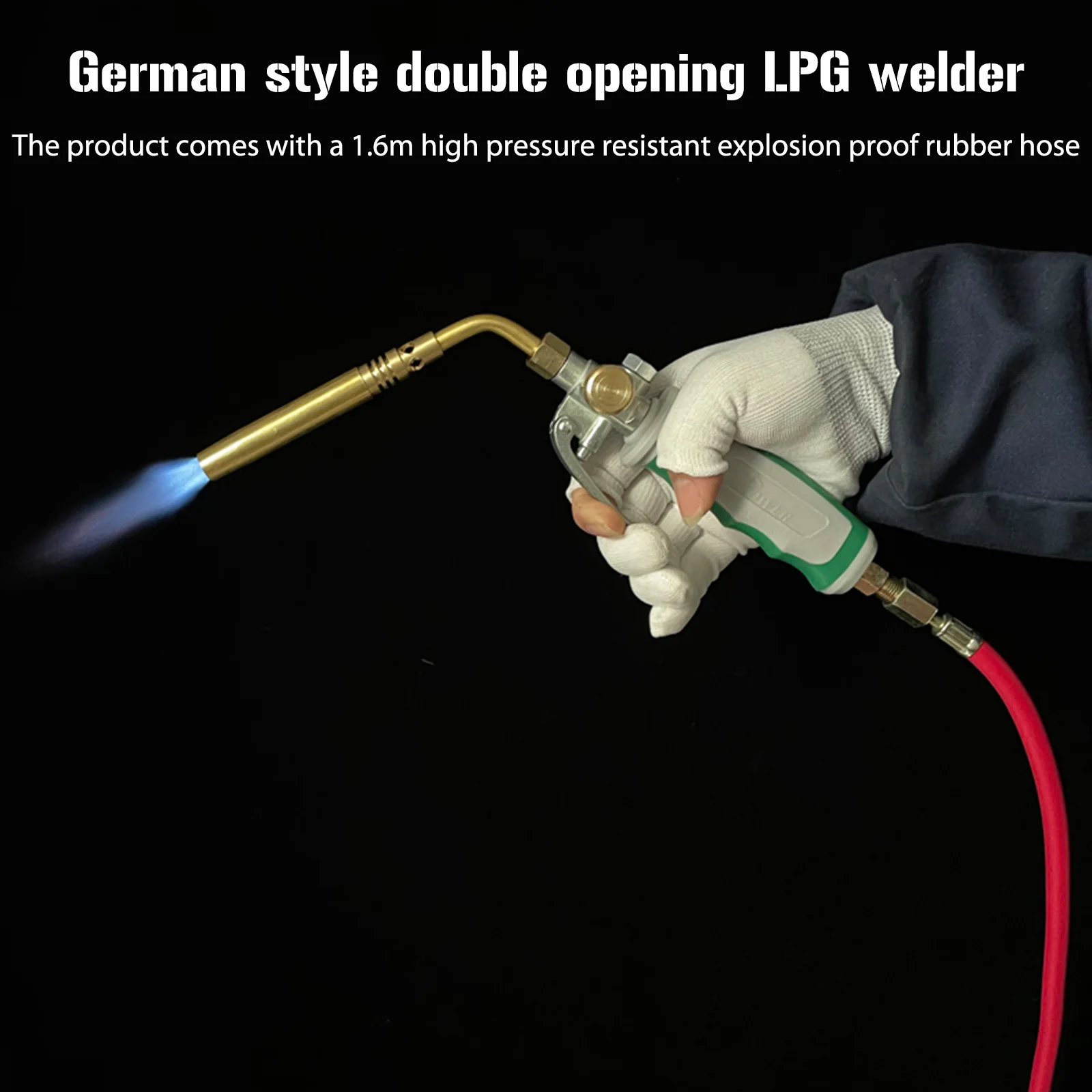 

Germany Style MAPP Flamethrower Double Switch Portable Refrigeration Oxygen-Free Torches with 1.6m Rubber Hose Welding Equipment