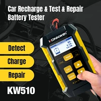 kw510 car battery tester lead acid battery charger maintainer with alligator rings clips fast charging test tool multi language