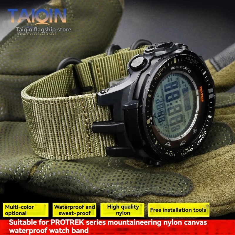 Фото PRW3000 Нейлоновый ремешок для часов Casio PROTREK PRW-3000/3100/6000/6100Y Спорт на открытом воздухе Водонепроницаемый ремешок для часов Модифицированный мужской браслет №1