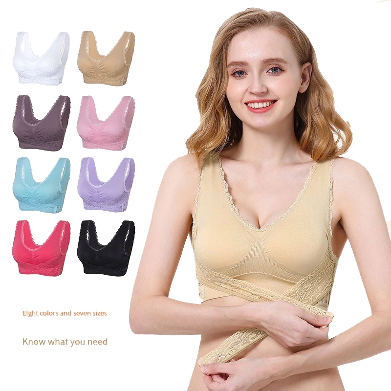 

Бюстгальтер женский спортивный с чашками пуш-ап и боковой пряжкой