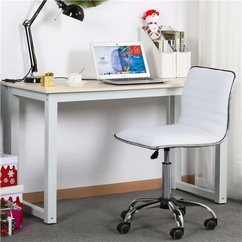 SMILE MART Modern Adjustable Armless Faux Leather Swivel Off