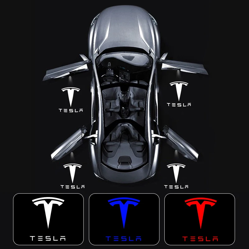 2 шт. лампа приветствия двери автомобиля для Tesla Model 3/S/X/Y HD светодиодная эмблема