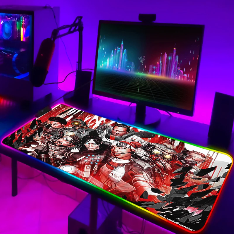 Игровой коврик для клавиатуры Apex Legends, Настольный коврик для мыши с RGB подсветкой, аксессуары для ПК, Настольная защита, коврик для мыши в стиле аниме