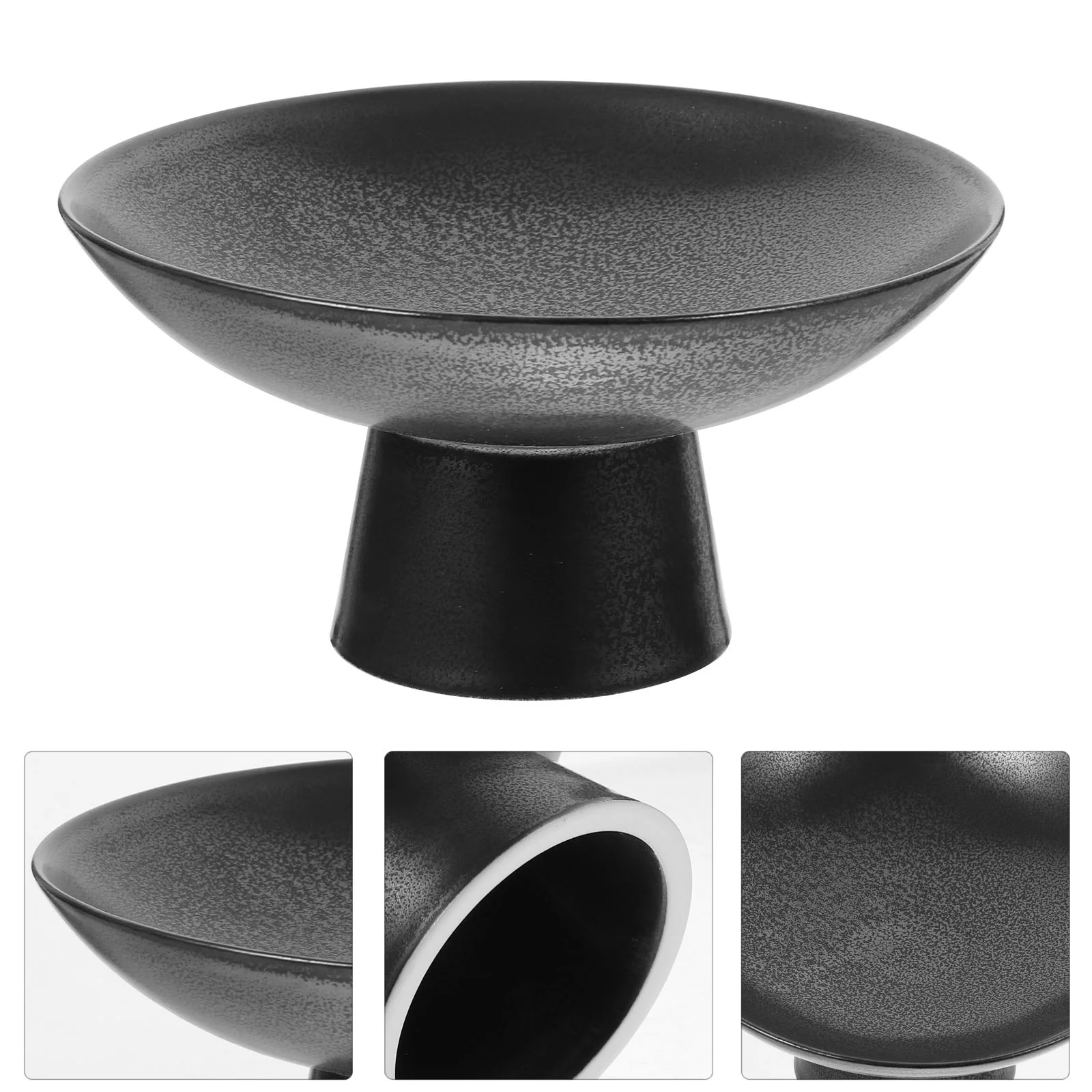 

Bowl Fruit Ceramic Plate Footed Serving Tray Stand Dessertfood Cake Decorative Bowls Display Snack Plates Dish Holder Black