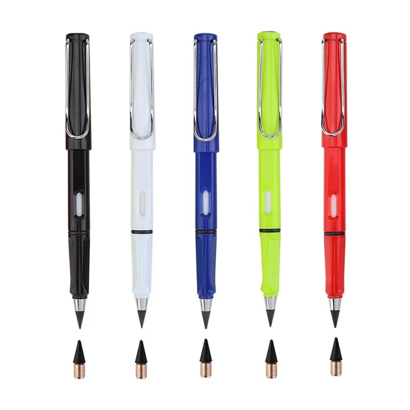 

5Pcs Eternal Pencil With 5 Spare Pen Tip Set Unlimited Writing Pencils Erasable Pen For Kids Painting Drawing Pencils