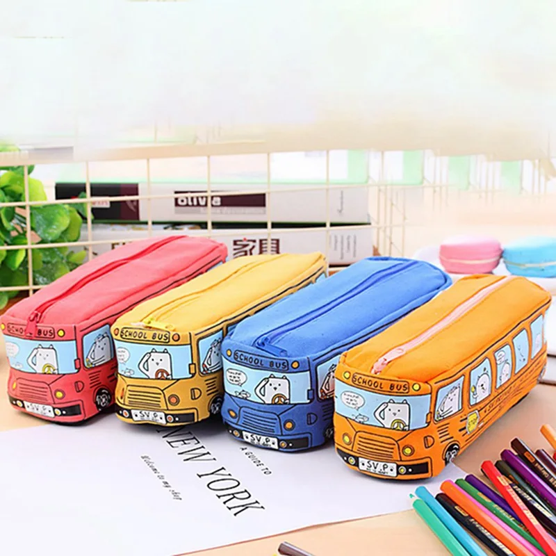 Симпатичный тканевый чехол для карандашей в автобусе школьный пенал большой