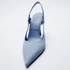 Женские Элегантные сандалии на шпильке во французском стиле, новые стильные туфли без задника с ремешком на пятке, туфли на высоком каблуке для вечевечерние, женские туфли