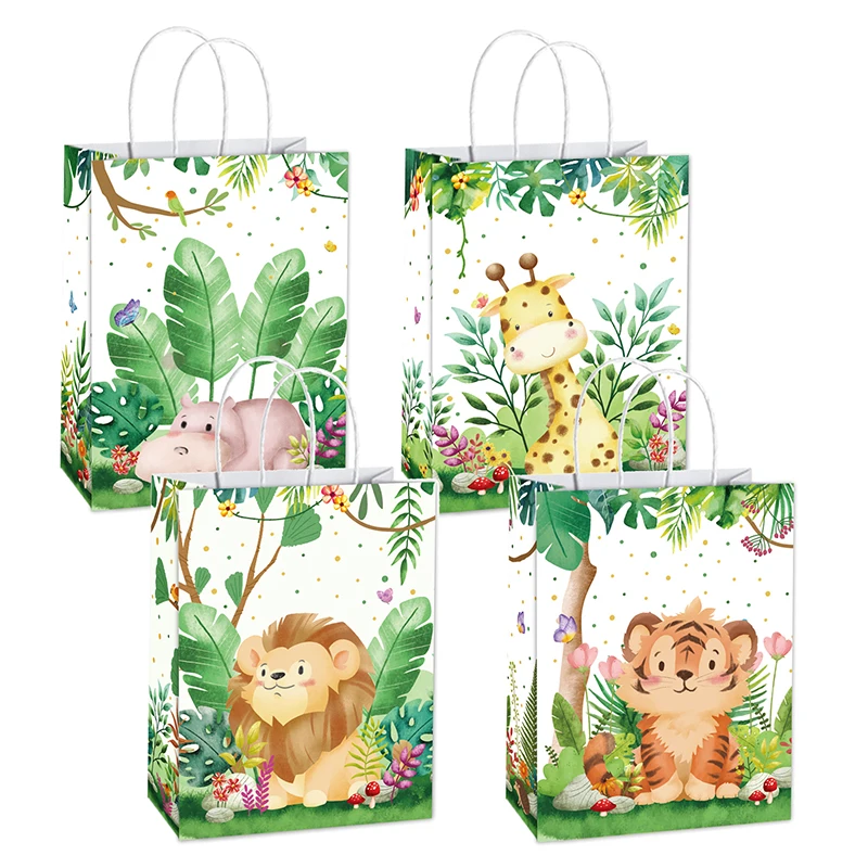 8 шт. подарочные сумки в виде животных джунглей Мультяшные животные сумка для