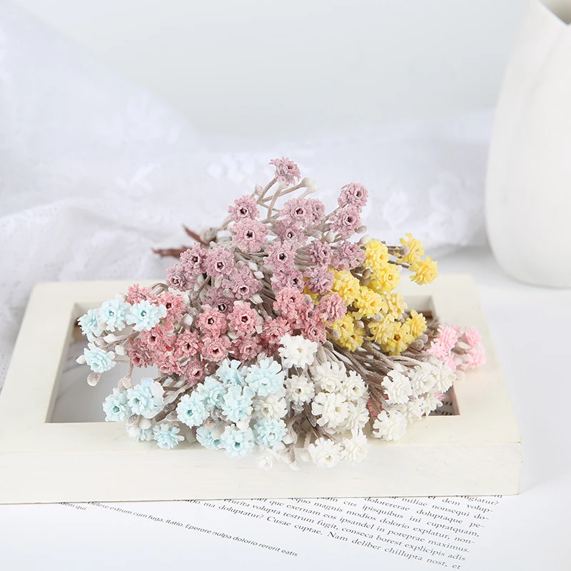 

1Pcs Artificial Flowers Mini Rose Bouquet Wedding Decorative Gypsophila Wreath Decoration Vase For Home Garden Decor Crafts