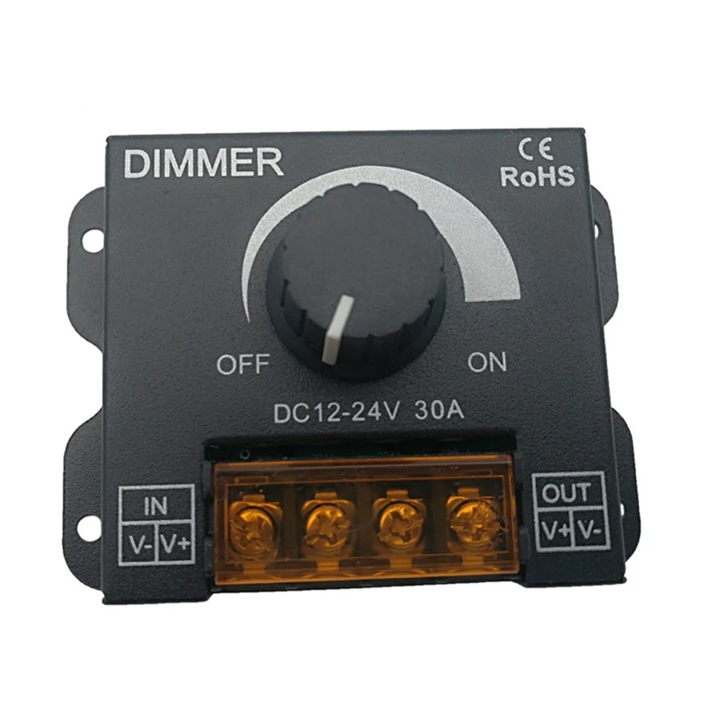 

30A/360W LED Dimmer Adjustable Brightness Lamp Bulb Strip Driver Single Color Light Power Supply Controller