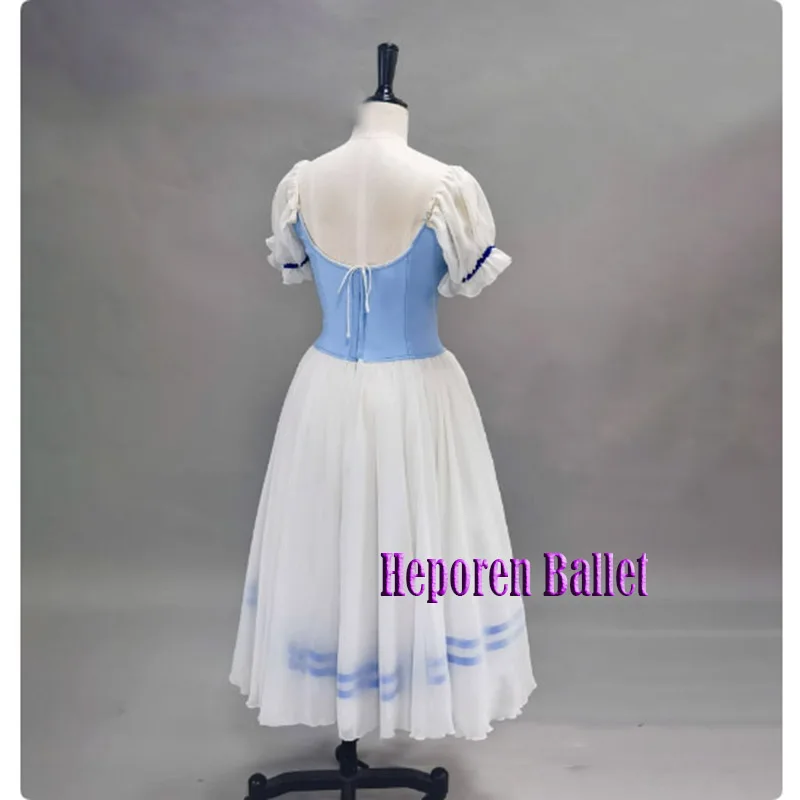 Профессиональное голубое длинное романтическое балетное платье Gebeiliya