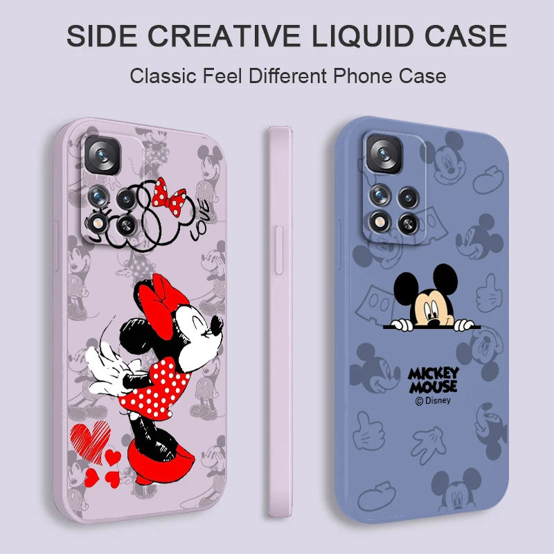 

Mickey Minnie Disney Cartoon Liquid Rope TPU Cover Phone Case For Xiaomi Redmi Note 11 11S 11T 10S 10 9S 9T 9 8T 8 Pro Plus 5G