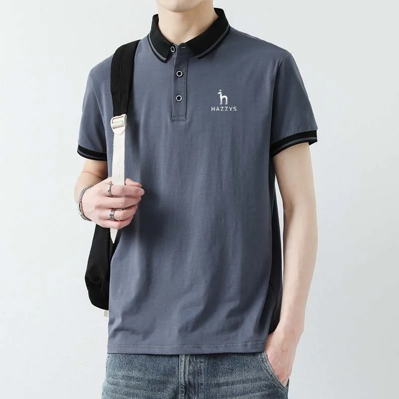 Men's HAZZYS Clothing Classic Polo T Shirt For Golf Wear Summer Short Sleeve Men Casual Cotton Luxury Designer Solid Slim Polos