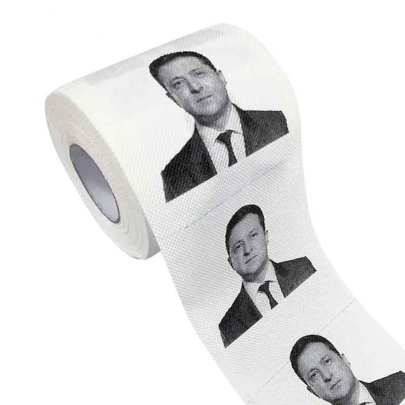 Туалетная бумага с принтом президент Украины зеленски, рулон туалетной бумаги, новинка, подарочная бумага для ванной, 3 слоя