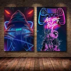 Игровая ручка, холст, красочные настенные художественные принты, постер для геймпада, картины для гостиной, игровой комнаты, домашний декор, подарки для фанатов игр