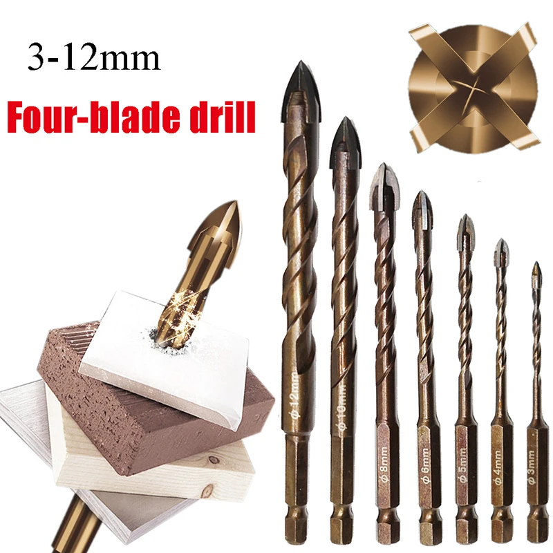

3-12mm Tile Bit Set 4/5/6/8 Piece Cross Hex Carbide Triangle Bit Tool Set for Concrete Ceramic Glass Hole Saw