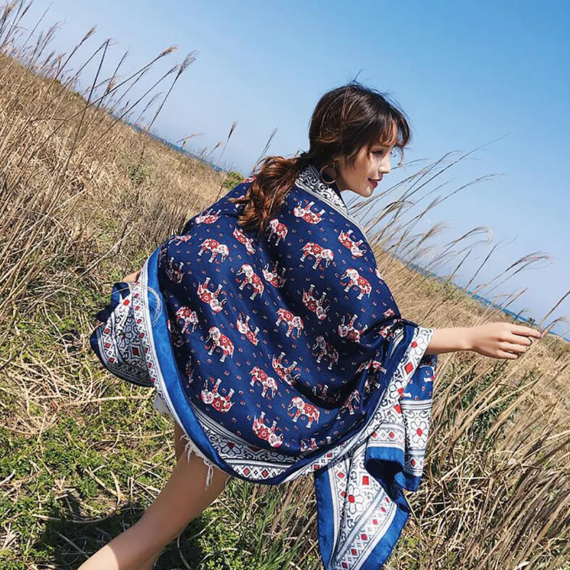 

Ethnic Shawl Women Wraps Fashion Summer Beach Towels Cotton Linen Boho Print Tassels Vacation Sun Protection Beach Towels 2022