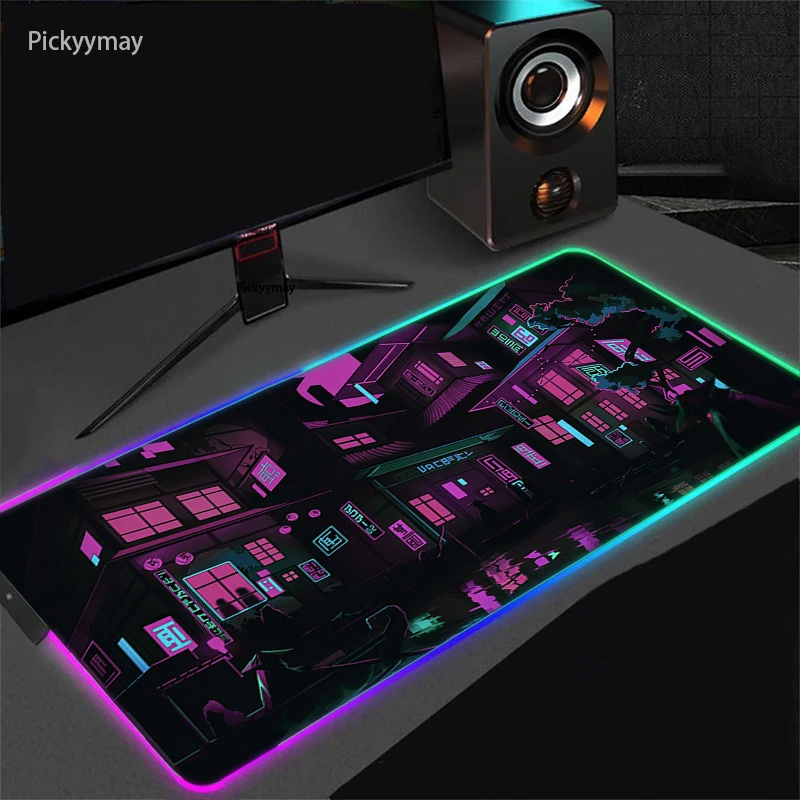rgb anime mouse pad sailor moon landscape table mat laptop gaming keyboard kawaii desk mat led lighting mousepad xxl gamer rug free global shipping