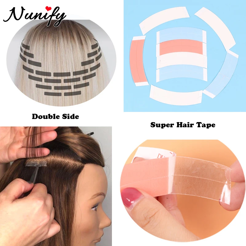 Double Adhesive Tape For Toupee 36Pcs Blue Double Side Hair Tape For Hairpiece Waterproof Supertape Arc Lace Wig Tape Wholesale