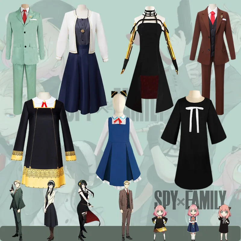 

Косплей-маскарадный парик из аниме, шпионская семья, маскарадный костюм, косплей-убийца, Готическая лямка через шею, черное платье, наряд, униформа, костюм