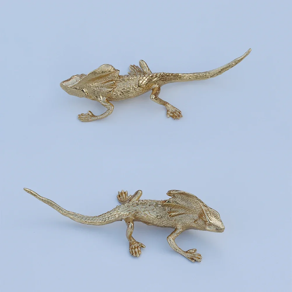 Латунные ручки для шкафа в виде ящерицы ящика рептилий домашний декор комода